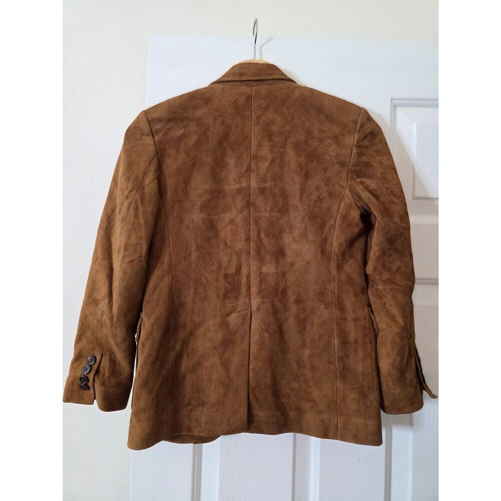 Vintage Polo Ralph Lauren Kids Size 10 Brown Lamb Suede Jacket Made in Italy - Picture 9 of 12
